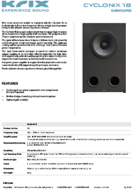 Krix Cyclonix 18 passive 18-inch subwoofer product brochure