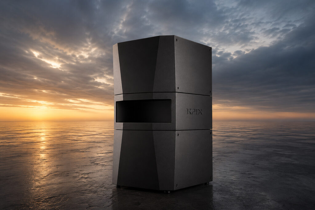 Krix UCX-218 dual 18-inch infrasonic subwoofer against an infinite horizon
