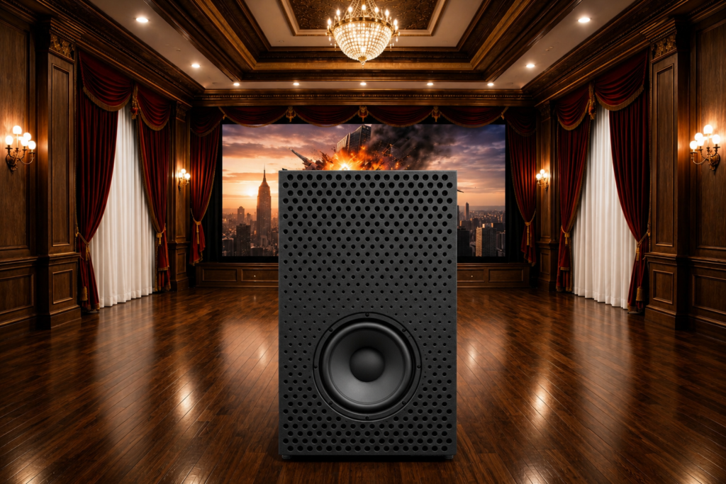 Krix MXi-118 18-inch infra-bass subwoofer in a luxury home cinema